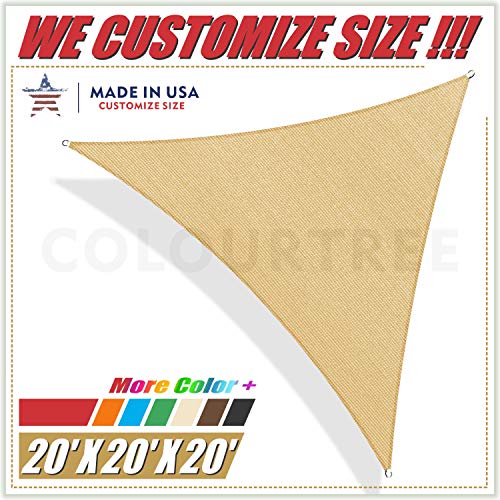 ColourTree 20' x 20' x 20' Sand Beige Triangle Sun Shade Sail Canopy