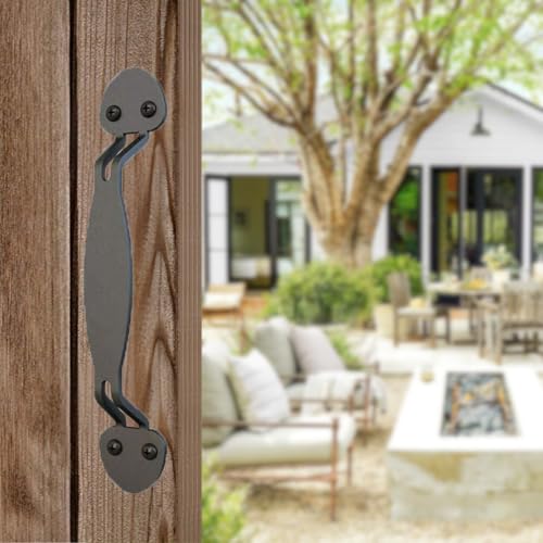 Image of 9 Inch Oval Tapered Barn Door Handle - Black Cast Iron Pull for Sliding Doors, Gates, Sheds, Fences, Closets - Indoor Outdoor Farmhouse Hardware