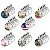 Accmor 40 Pcs Silver Pendant Tray with 40 Pcs Transparent Glass cabochons, Clear Glass Dome Cabochon, Round Pendant Bezel 1 inch/25mm for Photo Pendant Craft Jewelry Making, Total 80 Pcs