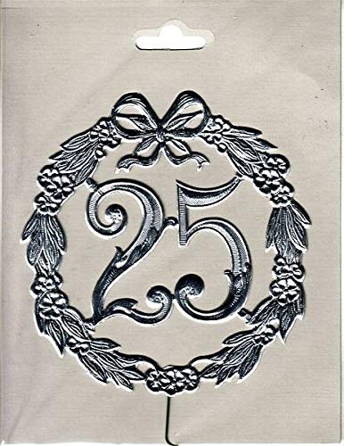 Preisvergleich Produktbild Jubiläumszahl 25 - Ø 13 cm, Draht, silber