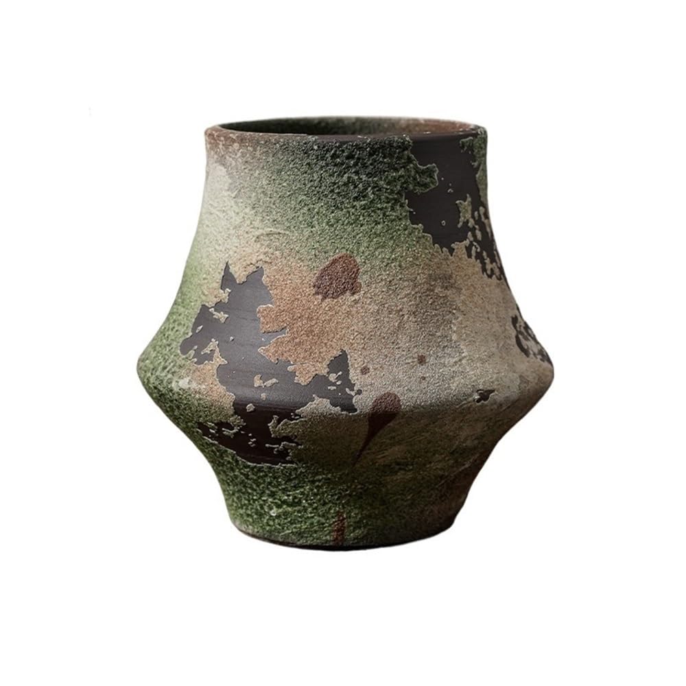 HLHLOP777 Flower Pot Jingdezhen Chinese Style Flower Pots Retro Coarse Pottery Vessels Large Caliber Antique Plant House Plants, Succulents, Flowers(Green)
