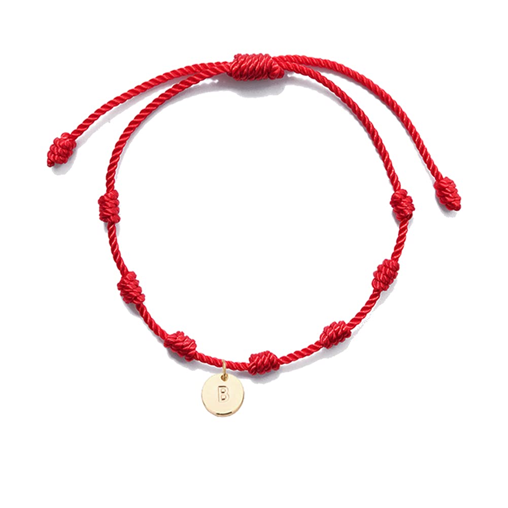 Initial Letter Bracelet Strings Braided 7 Knot Coin Letter Custom Name Bracelet for Women Men Lucky Birthday Gift Jewelry Amulet