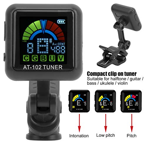 Afinador de clipe de guitarra, sintonizador portátil de guitarra USB recarregável mini afinador de c