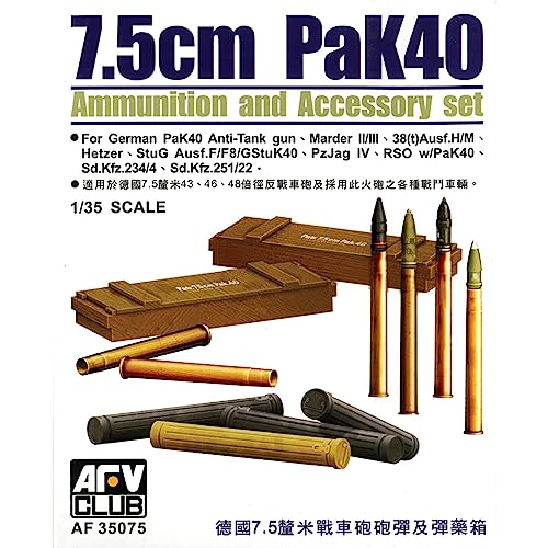 AFV-Club 35075 Pak 40 Ammo Set kit de munitions finement gravées au 1/35