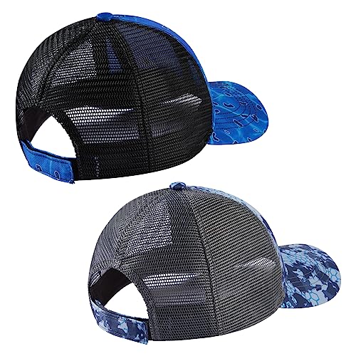 Image of BASSDASH 2 Pack Altimate Fishing Hunting Hat Mesh Back for Men Women Adjustable Baseball Trucker Cap Camo Blaze Orange