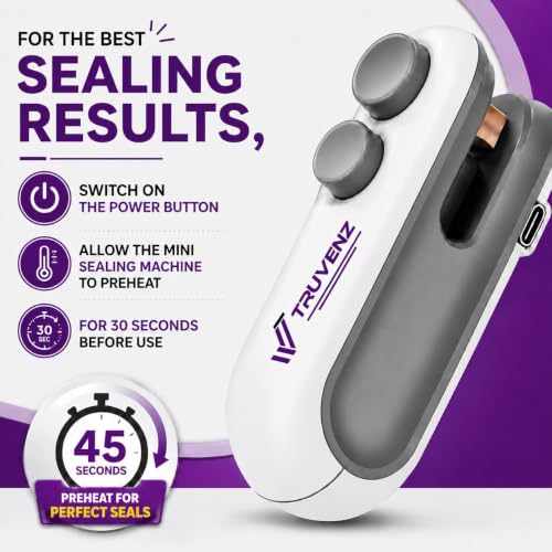Image of Mini Sealing Machine Portable Vacuum Sealer, Type C Charging, White