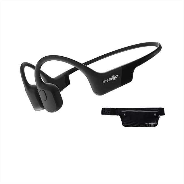 AFTERSHOKZ Aeropex Sport Running Headphones, Wireless Bone Conduction Bluetooth Earphones with Mic, IP67 Waterproof for Cycling, Work out (Cosmic Black)