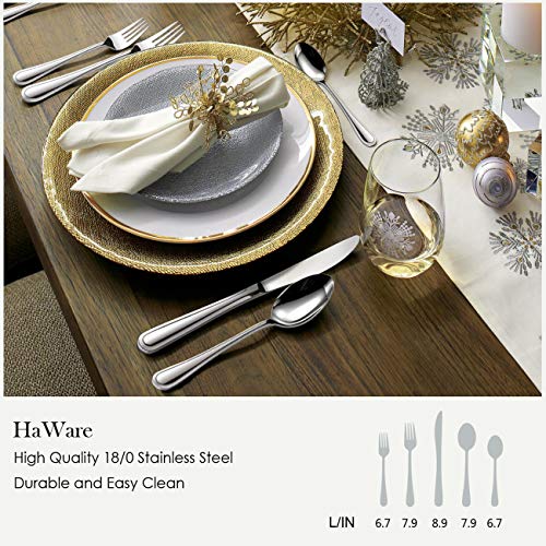 image for 60-Piece Silverware Set for 12, HaWare Stainless Steel Flatware Eating