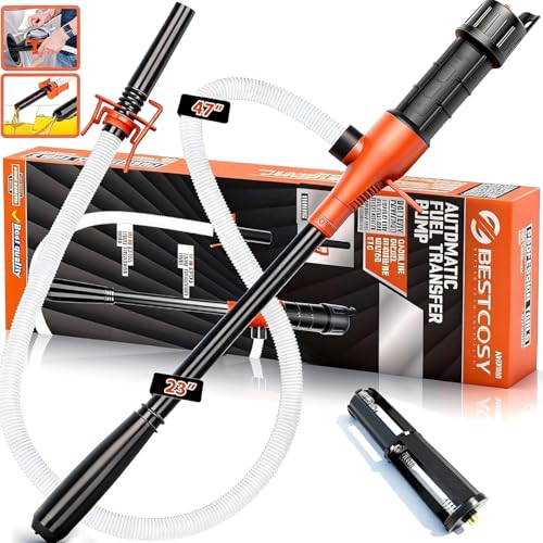 Portable Transfer Pump Battery Operated Electric Siphon Pump for Gas, Fuel, Diesel, Water Transfer 2.4 GPM Flow Oil Extractor -Easy to Use Hand Fuel Pump, Multi-Use Siphon Fuel Transfer Pump (Orange)