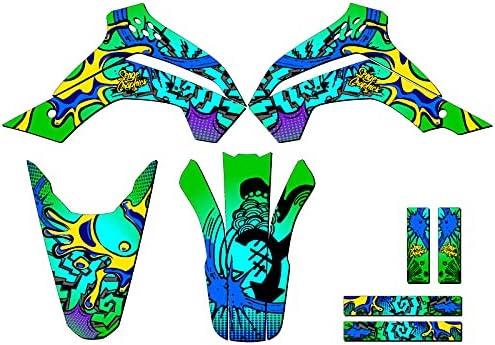 2017-2018 KLX 140 G Zany Green Senge Graphics Complete Kit with Rider I.D. Compatible with Kawasaki