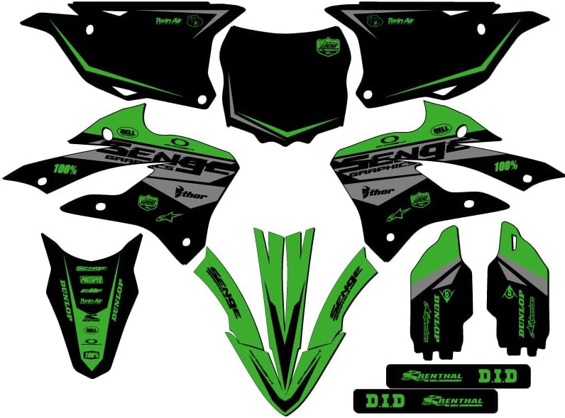 2022-2025 KX 112 Binary Green Senge Graphics Complete Kit with Rider I.D. Compatible with Kawasaki