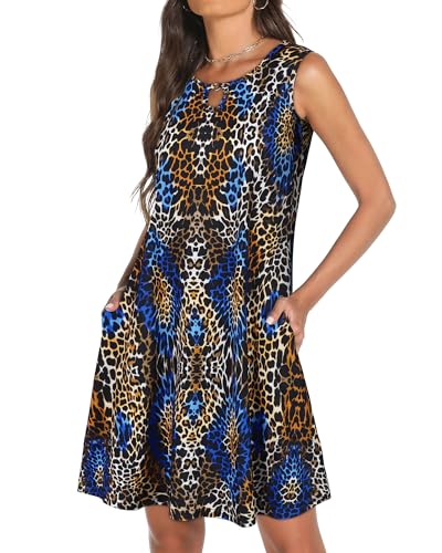 Image of Summer Dresses for Women 2026 Casual Sleeveless Sundress Floral Loose Fit Beach Cover Up with Pocket