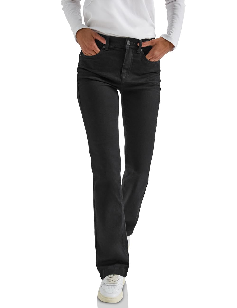 Street One Women's 3717170 Bootcut Jeans, Black Clean Washed, 30W x 30L