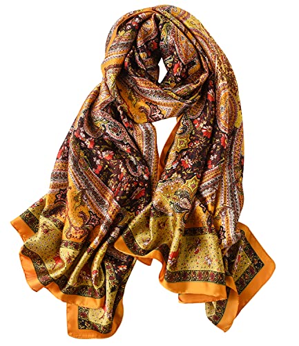 NUWEERIR Women's Satin Mulberry Silk Scarf, 76, Large