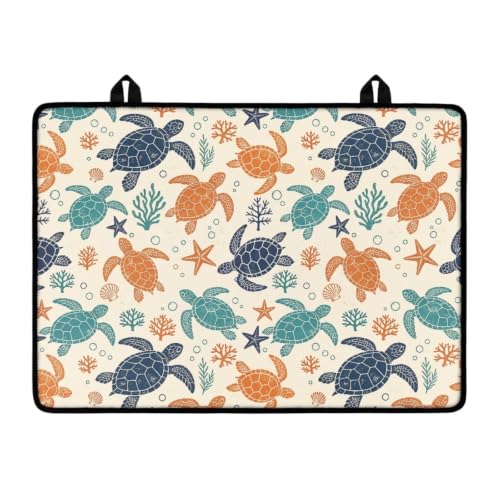 Image of Induction Stove Top Cover Protector Multipurpose Flat Top Stove Cover Mat Universal Stove Top Cover for Electric Anti-Scratching Cooktop Mat, 29 x 21 Inch, Turtle Coral Print