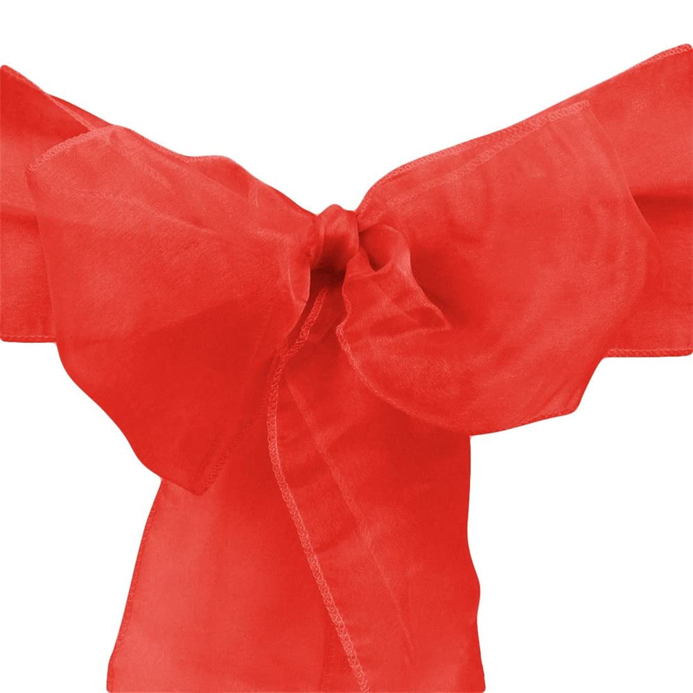 Highdi Bänder aus Organza Schleife Stuhlhusse, Stuhl Schärpe Band Schleifen Stuhlhussen für Hochzeit, Ceremonie, Party, Veranstaltung, Geburtstag Dekoration (groß Rot,100pc)