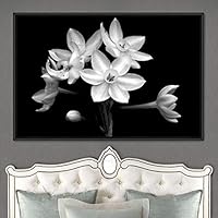 Framed Canvas Wall Art Black and White Flower Canvas Prints Home Artwork Decoration for Living Room,Bedroom - 16x24 inches