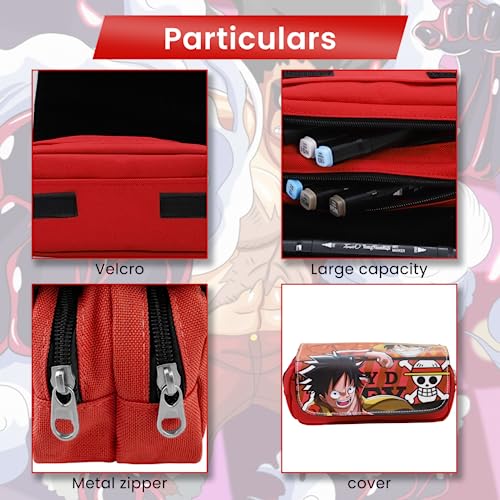 Image of Fancyku One Piece Pencil Case, Anime Pencil Pouch, Cartoon Prints Pen Pouch, Large Capacity PU Pen Bag Stationery Organizer, Students Gift Children's Day Gift School Gifts