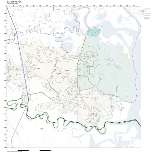 ZIP Code Wall Map of St. Marys, GA ZIP Code Map Laminated