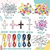 WATINC DIY Cross Keychain Making Crafts - Christine Cross Beads Bracelet Necklace Making Craft Kits, Letter Beads for Jewelry Accessories Festival Party Gift Favor for Women Men (306Pcs) #1