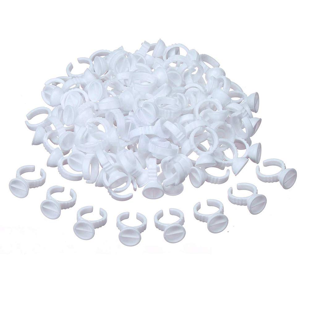 Tattoo Rings Cups - 100PCS Mix Disposable Makeup Rings Tattoo Glue Holder,Tattoo Ink Ring Adhesive Makeup Glue Rings Palette Plastic Nail Art Eyelash Extension Rings