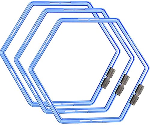 CZ-XING Hexagon Agility Ring Training Circle Ring Speed Agility Ladder Physical Training Ring Football Footwork Trainer Hurdles Agility Ladder Fitness Equipment Multicolor Training Ring 3Pcs (Blue)