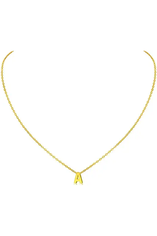 MOMOL Tiny Initial Necklace, 18K Gold Plated Stainless...