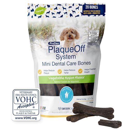 ProDen PlaqueOff Sytem Mini Dental Care Bones for Dogs - Vegetable 12 oz, Green, 340G
