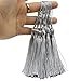100pcs 13cm/5 Inch Silky Floss Bookmark Tassels with 2-Inch Cord Loop and Small Chinese Knot for Jewelry Making, Souvenir, Bookmarks, DIY Craft Accessory (Silver)