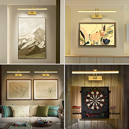 Funchday Picture Lights,Rechargeable Battery Picture Light For Paintings With Remote, Dimmable Art Light With Timer,16“ Full Metal Display Light For Wall Scone Frame Portrait Copper #TOP6