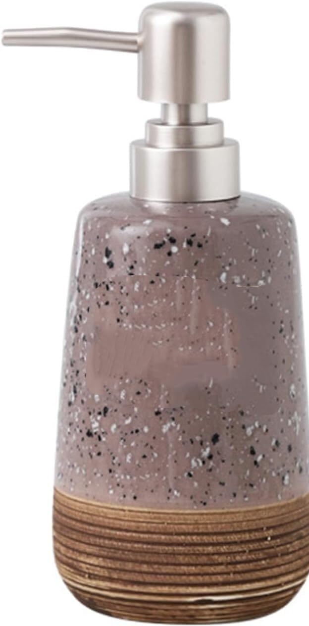KEXYOAN Soap Dispenser,14.2oz/420ml Bathroom with Silver Press Pump Hand Dish Lotion Dispensing Ceramics