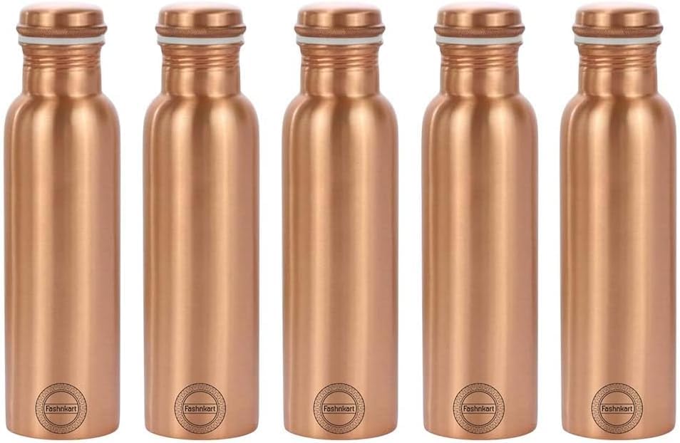 Pure Copper Water Bottle Plain Leak Proof Design Vessel Ayurveda Health Pitcher für Fitness Sport Yoga 750 ml 6 Stück