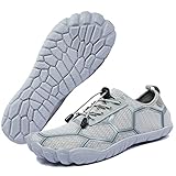 TEGELE Herren Barfußschuhe Badeschuhe Schnelltrocknende Wasserschuhe für Surfschuhe Strandschuhe Tauchen Breite Zehen Sportschuhe,Grau 48 EU