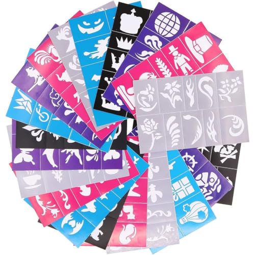 NJCXOLA Plantillas de tatuajes temporales, Plantilla de tatuaje con aerógrafo, Plantillas de tatuaje con aerógrafo, 20 hojas Plantillas de tatuajes temporales Plantilla de maquillaje
