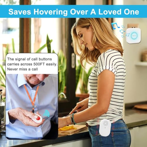 Image of CallToU Portable Vibrating Caregiver Pager, 4 Call Buttons, 2 Receivers