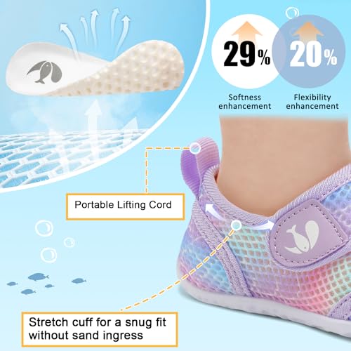 Image of FEETCITY Toddler Water Shoes Boys Girls Swim Shoes Quick Dry Kids Aqua Socks Barefoot for Beach Swimming Pool