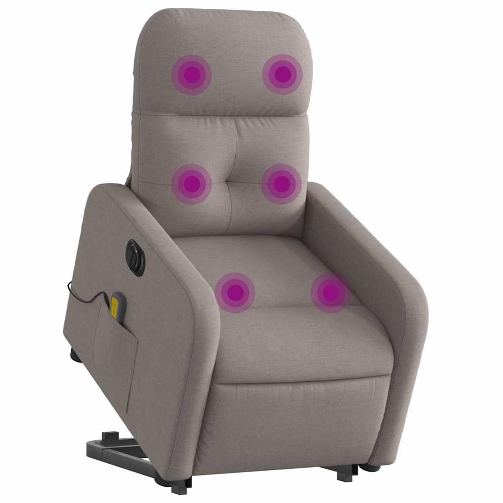 Sillón elevador eléctrico reclinable de tela color pardo con 6 puntos de vibración, función de elevación e inclinación de 135 grados, cómoda y práctica