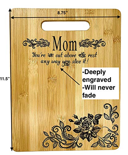 Mother's Gift – Bamboo Cutting Board Design Mom Gift Mother's Day Gift Birthday Christmas Gift Engraved Side For Décor Hanging Reverse Side For Usage (8.75X11.5 Rectangle) #TOP2