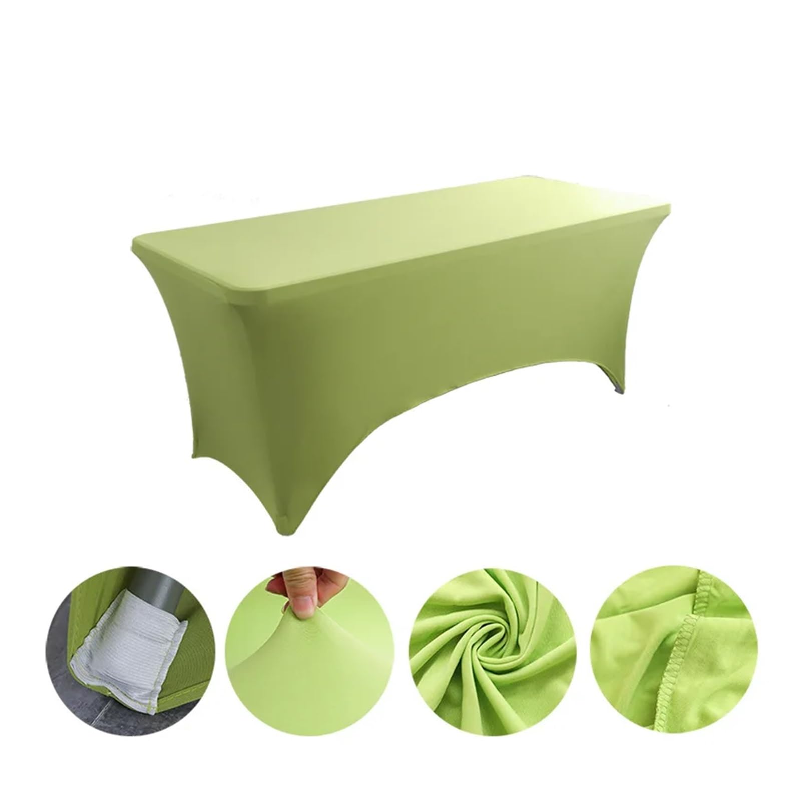 TIYGHI Spandex Tablecloths Spandex Fitted Stretch Table Cover 4-8FT Folding Table Rectangular Cocktail Tablecloth Perfect For Wedding Party Banquet (Color : Light green, Size : 5 FT)