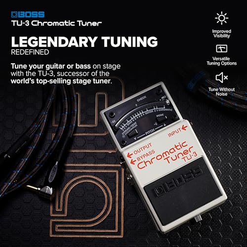 Image of BOSS TU-3 Compact Chromatic Tuner | Perfect for Guitar & Bass | Industry-Standard Performance | Tank-Tough BOSS Stompbox Body | 21-Segment LED Meter | Accu-Pitch Sign Function | 21-Segment LED with High-Brightness, Guitar and Bass Modes, Accu-Pitch Verification, Mute, DC Out, 9V and Psa Power