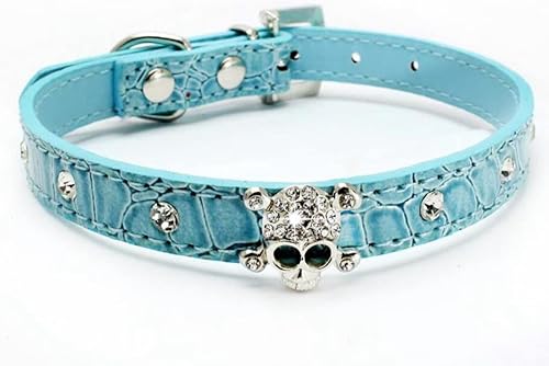 Miniatura 7 de Serijoars Lindo collar de piel con diamantes de imitación de imitación de calavera brillante y elegante con diseño de calavera y diamantes de