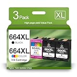 664XL Ink Cartridge Black and Color Combo Pack Replacement for HP 664 664XL Black/Color Ink Cartridge for DeskJet Ink Advantage 2135 1115 2675 3635 3775 (2 Black, 1 Color, 3 Packs)