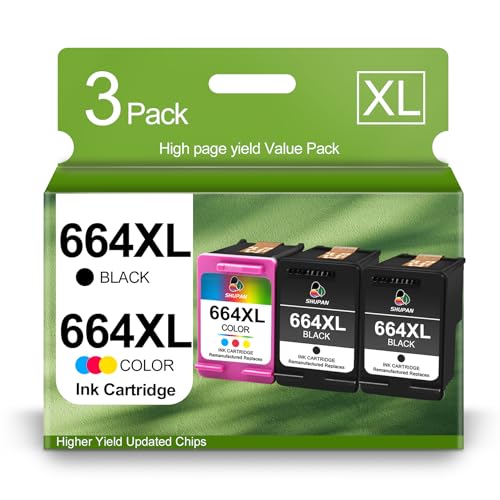 Cartucho de tinta negro y color 664XL de repuesto para HP 664 664XL cartucho de tinta negro/color para DeskJet Ink Advantage 2135 1115 2675 3635 3775 (2 negros, 1 color, 3 paquetes)