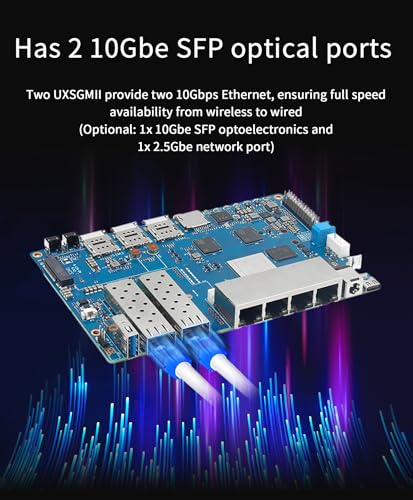 Image of youyeetoo Banana Pi BPI-R4 WiFi 7 Router /Openwrt Router Development Board - Fully Assembled, Use Out of The Box, MediaTek MT7988A Chip, 4GB RAM, 8GB eMMC, 2X 10Gbe SFP Slots, 4X Gbe Ports, Metal Case