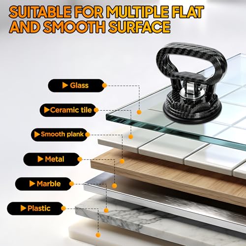 Image of Amooca Glass Suction Cup Lifter Heavy Duty Tile Marble Suction Cup Vacuum Lifter with Handle for Granite Lifting & Window Replacement 30 lbs Load Capacity (2 Pack Carbon Fiber Small)