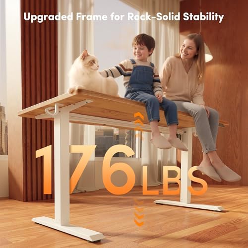 FEZIBO Standing Desk 63 × 28 Inch Electric Height Adjustable, Light Rustic - 3