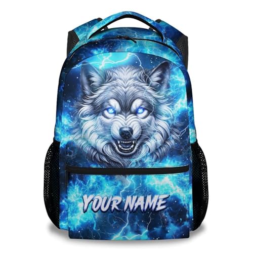 Backpack for School - 17 Inch Wolf Backpack for Kids - Personalized Cool Animal Bookbag for Primary Middle