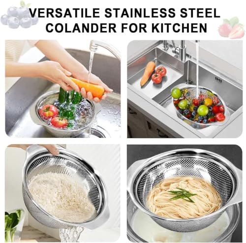 Colander for Kitchen, 1.5 QT Stainless Steel Strainer, Rice Strainer Bowl - image 8