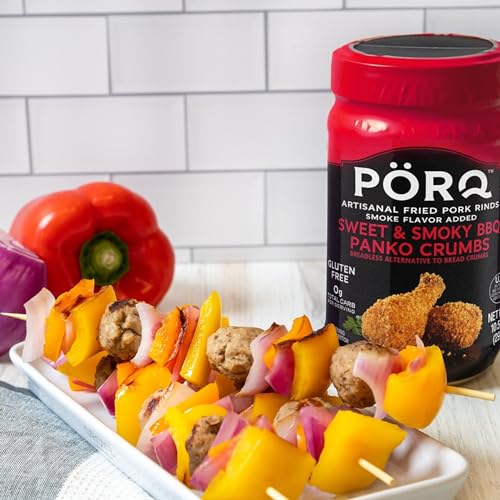 PORQ Sweet & Smoky Pork Rind Panko Crumbs, Gluten-Free, Keto Friendly, 10.5 oz Canister, 21 Servings, Perfect for Keto Diet & Celiac Sufferers, Low Carb Bread Crumbs Pack of One + CreateAndBundle Sticker - Thumbnail 3