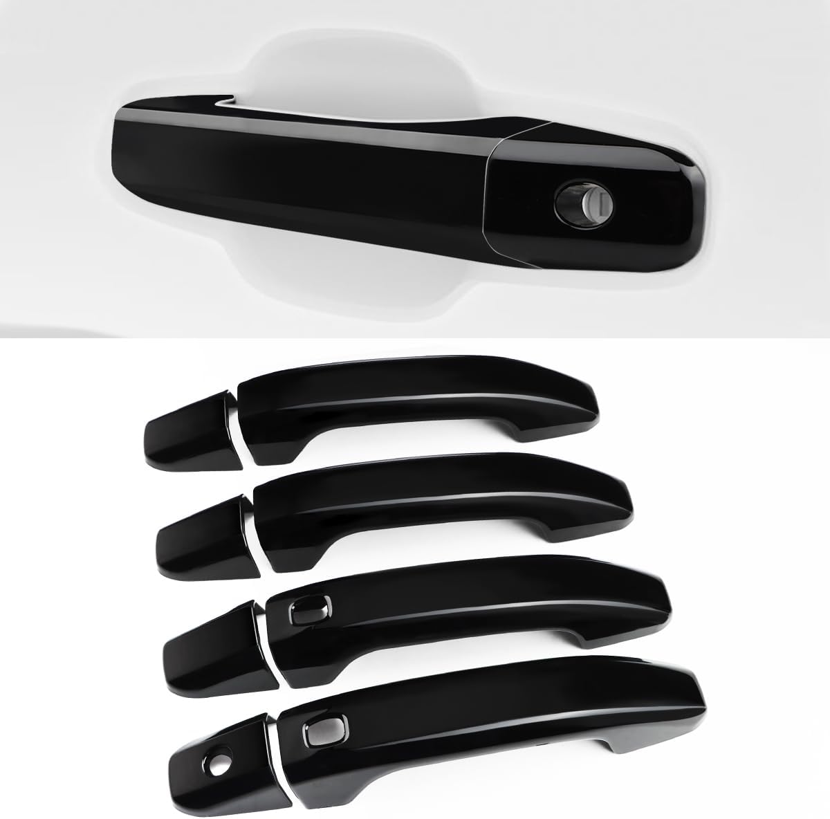 DLOEVG Car Door Handle Covers Compatible for 2019-2022 2023 2024 2025 Chevy Silverado/GMC Sierra 1500 2500HD 3500HD Accessories Black Handle Protector for Coloroda 2024 2025 with 2 Auto Sensor Holes